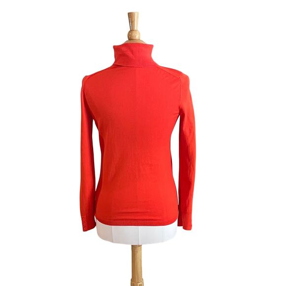 Talbots Red/Orange Cotton Blend Long Sleeve Lightweight Turtleneck Sweater XS - Picture 4 of 11